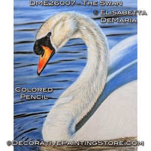 The Swan Color Pencil Painting Pattern PDF DOWNLOAD - Elisabetta DeMaria